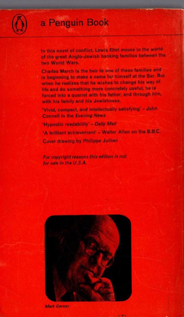 C.P. Snow  THE CONSCIENCE OF THE RICH magnified rear book cover image