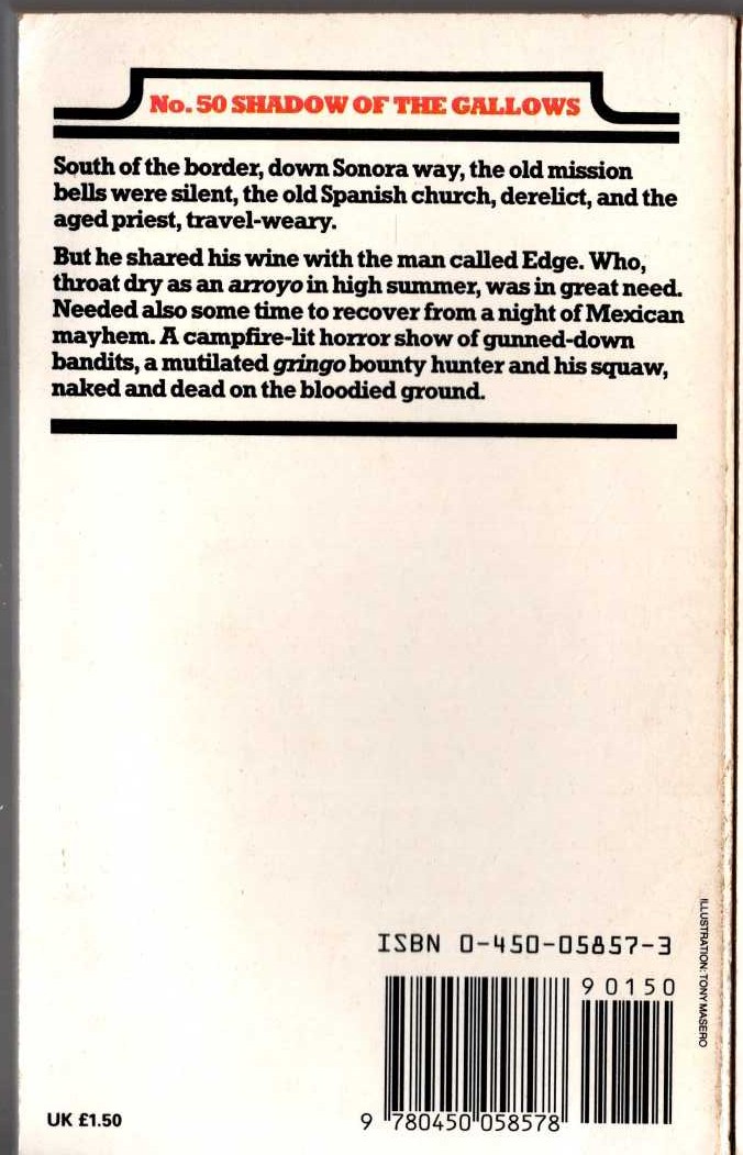 George G. Gilman  EDGE 50: SHADOW OF THE GALLOWS magnified rear book cover image