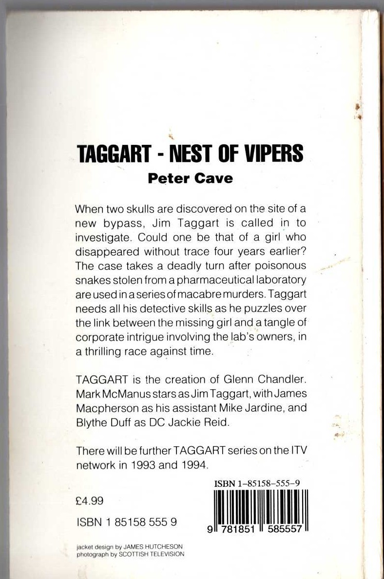 Peter Cave  TAGGART: NEST OF VIPERS (Mark McManus) magnified rear book cover image