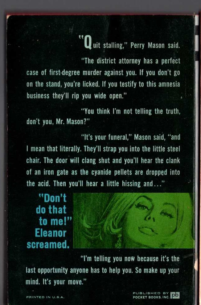Erle Stanley Gardner  THE CASE OF THE GLAMOROUS GHOST magnified rear book cover image