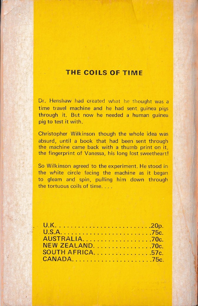 A.Bertram Chandler  THE COILS OF TIME magnified rear book cover image