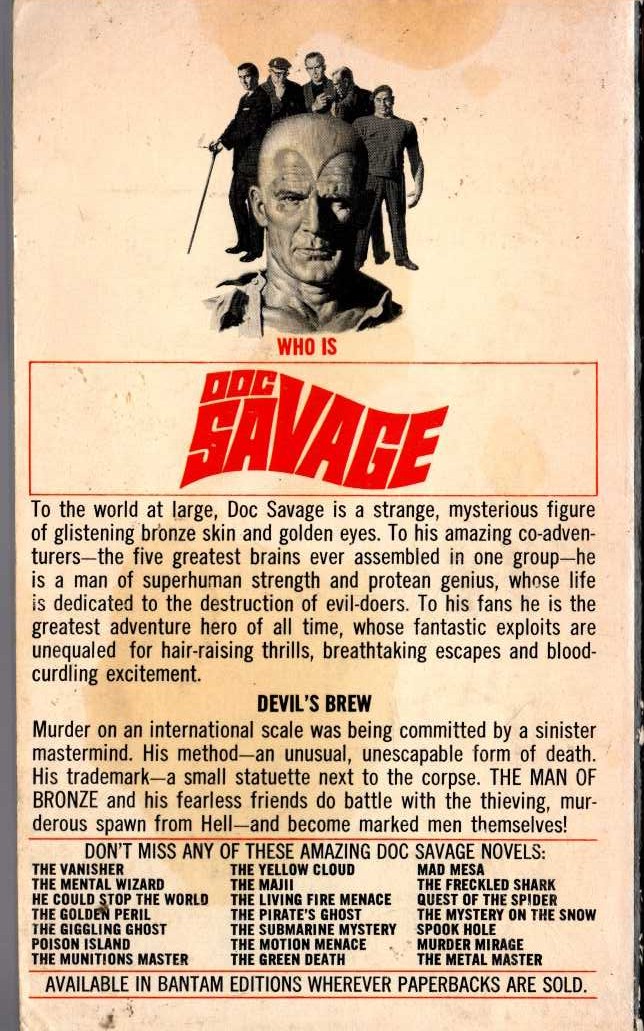 Kenneth Robeson  DOC SAVAGE: THE SEVEN AGATE DEVILS magnified rear book cover image