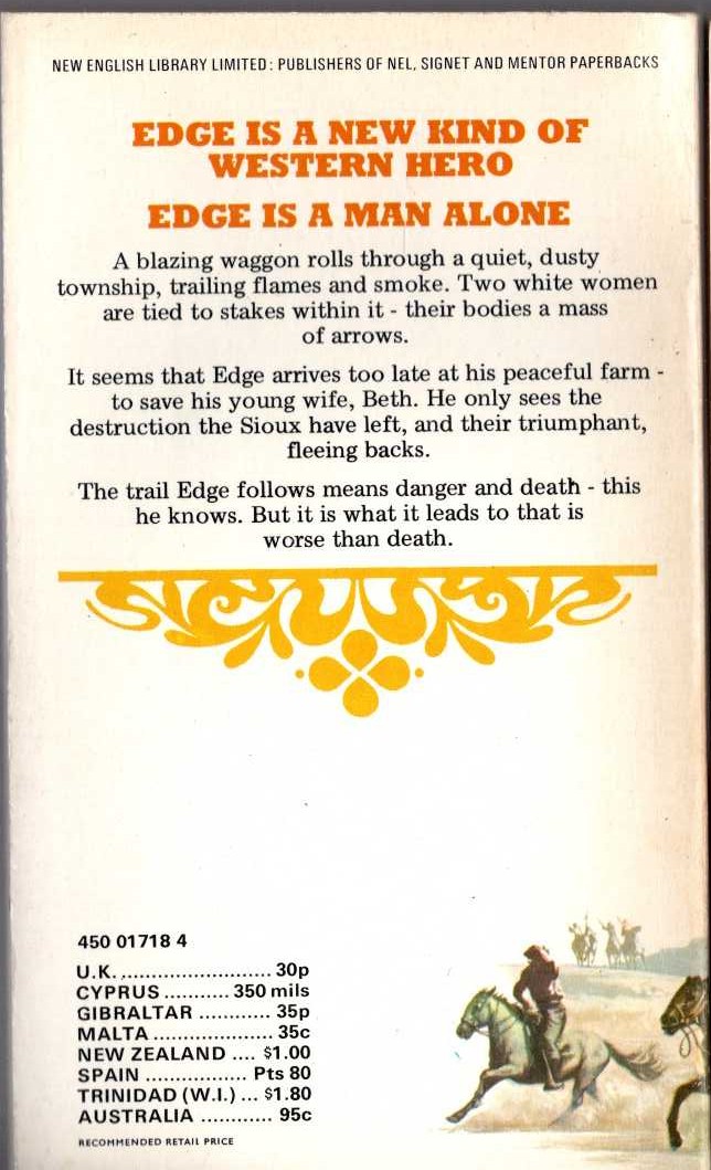 George G. Gilman  EDGE 11: SIOUX UPRISING magnified rear book cover image
