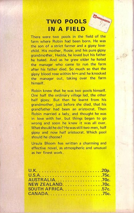 Ursula Bloom  TWO POOLS IN A FIELD magnified rear book cover image