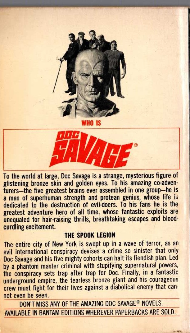 Kenneth Robeson  DOC SAVAGE: THE SPOOK LEGION magnified rear book cover image