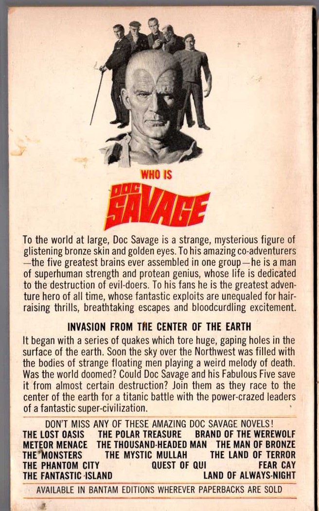 Kenneth Robeson  DOC SAVAGE: MURDER MELODY magnified rear book cover image