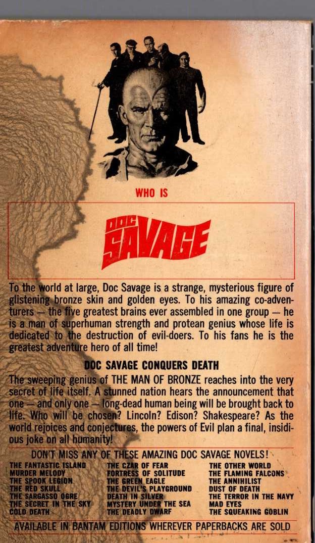 Kenneth Robeson  DOC SAVAGE: RESURRECTION DAY magnified rear book cover image
