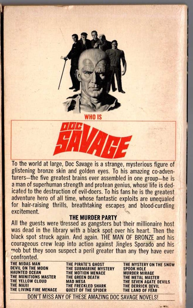 Kenneth Robeson  DOC SAVAGE: THE BLACK SPOT magnified rear book cover image