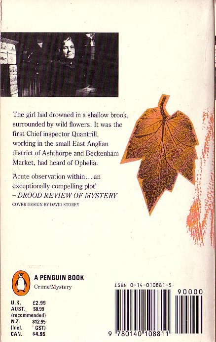 Sheila Radley  DEATH AND THE MAIDEN magnified rear book cover image