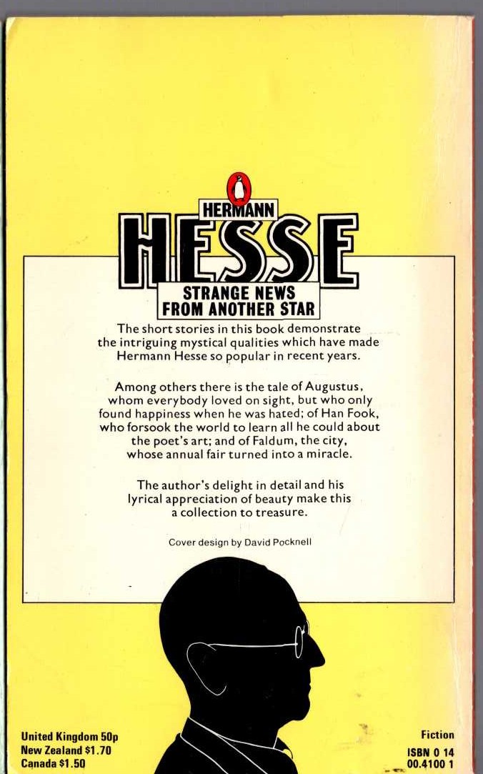 Hermann Hesse  STRANGE NEWS FROM ANOTHER STAR magnified rear book cover image