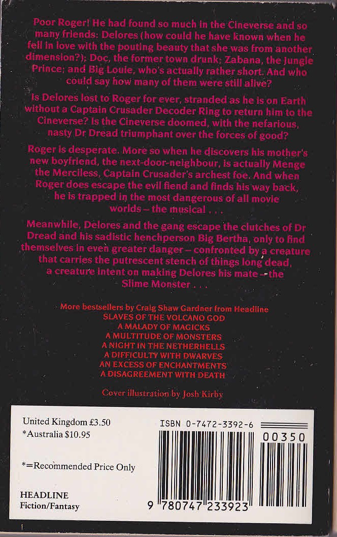 Craig Shaw Gardner  BRIDE OF THE SLIME MONSTER magnified rear book cover image