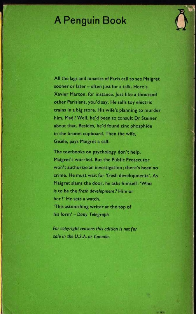 Georges Simenon  MAIGRET HAS SCRUPLES magnified rear book cover image