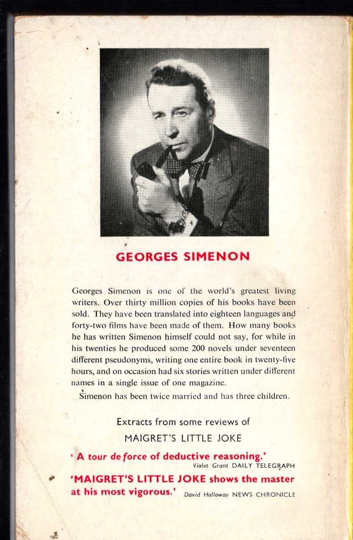 Georges Simenon  MAIGRET'S LITTLE JOKE magnified rear book cover image