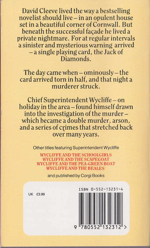 W.J. Burley  WYCLIFFE AND THE FOUR JACKS magnified rear book cover image