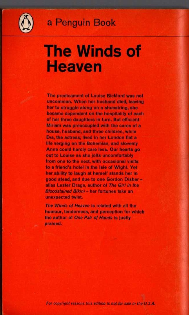 Monica Dickens  THE WINDS OF HEAVEN magnified rear book cover image