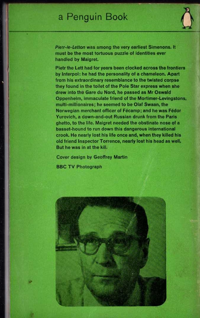 Georges Simenon  MAIGRET AND THE ENIGMATIC LETT magnified rear book cover image