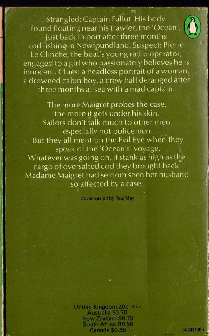 Georges Simenon  THE SAILORS' RENDEZVOUS magnified rear book cover image