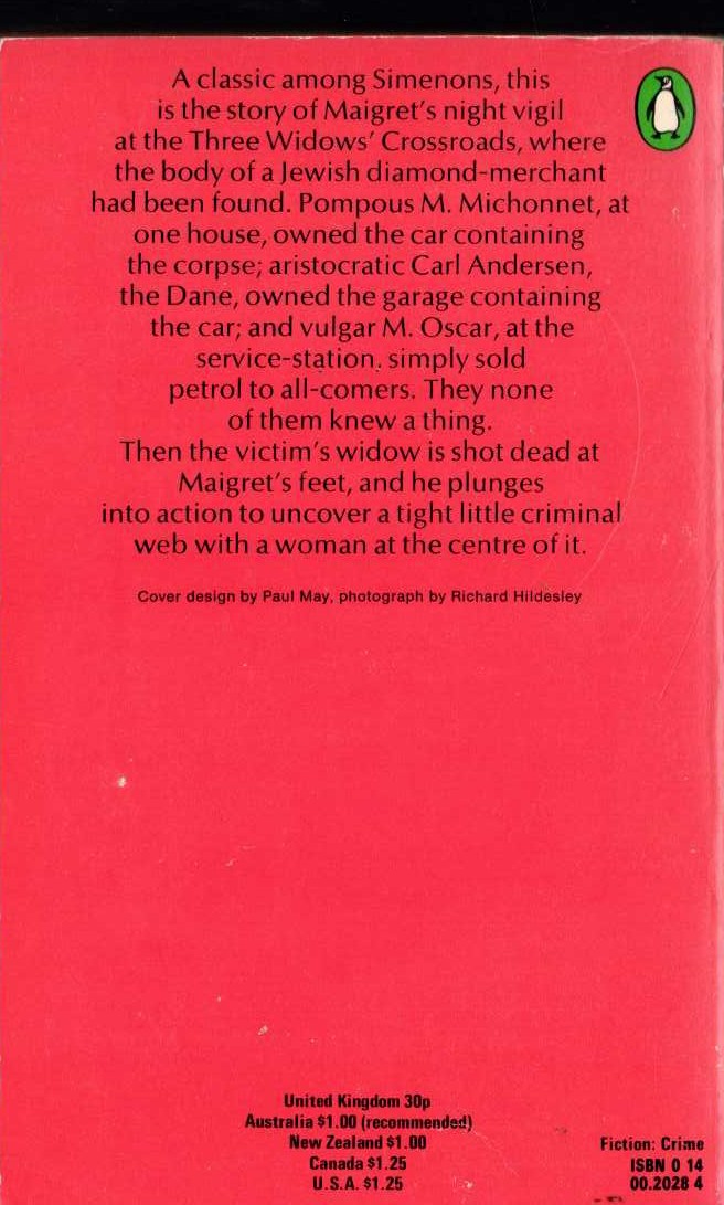 Georges Simenon  MAIGRET AT THE CROSSROADS magnified rear book cover image