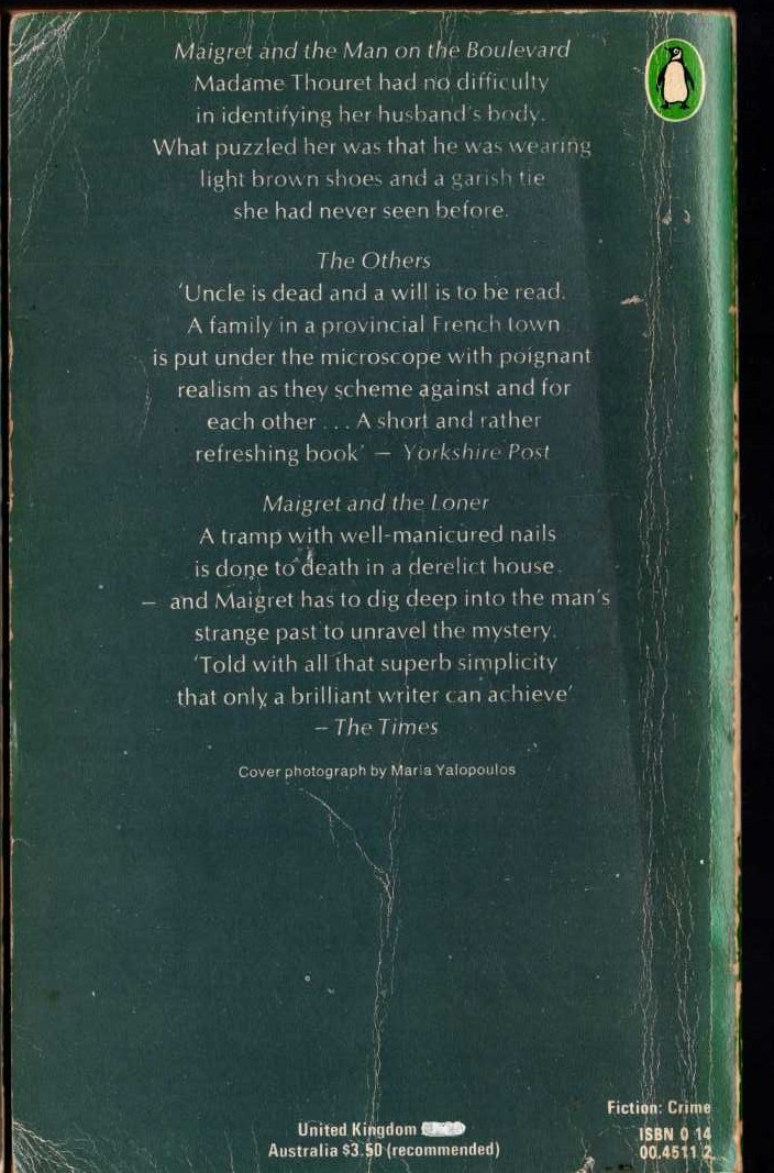 Georges Simenon  THE THIRTEENTH SIMENON OMNIBUS: MAIGRET AND THE MAN ON THE BOULEVARD/ THE OTHERS/ MAIGRET AND THE LONER magnified rear book cover image