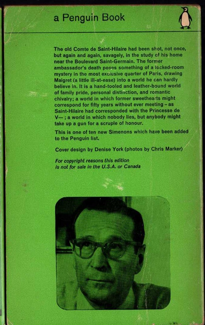 Georges Simenon  MAIGRET IN SOCIETY magnified rear book cover image