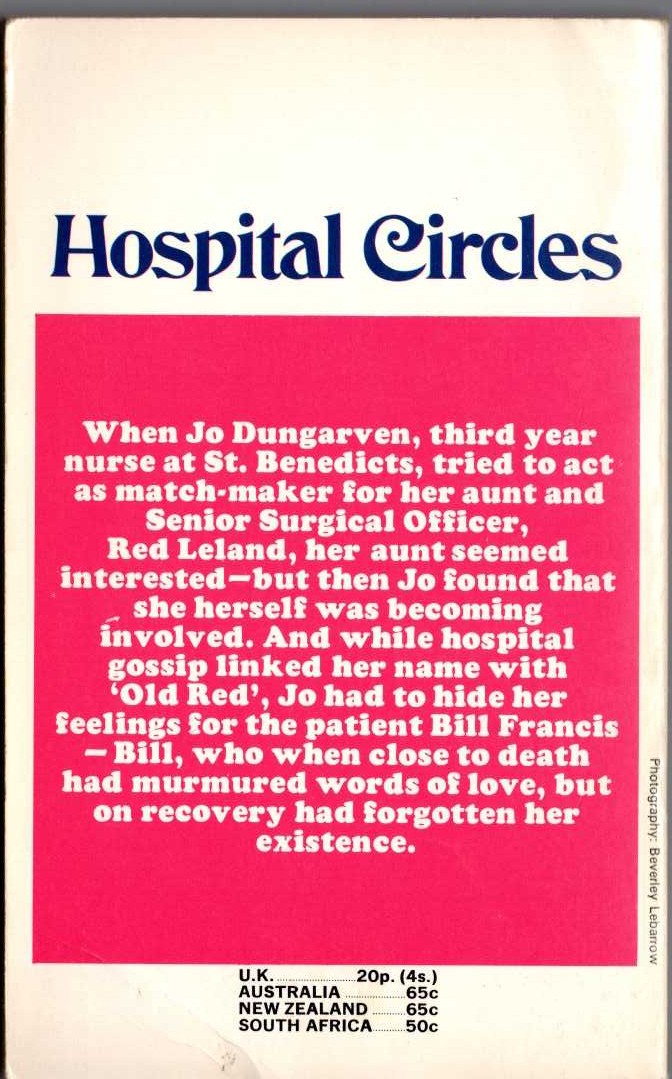 Lucilla Andrews  HOSPITAL CIRCLES magnified rear book cover image