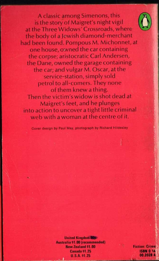 Georges Simenon  MAIGRET AT THE CROSSROADS magnified rear book cover image