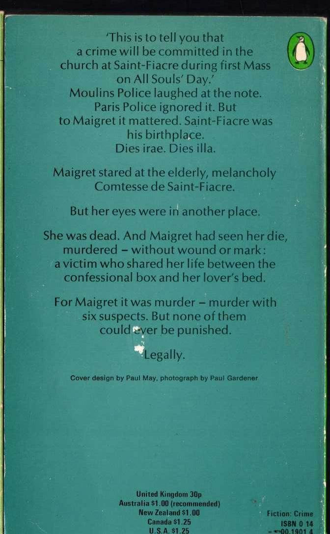 Georges Simenon  MAIGRET GOES HOME magnified rear book cover image