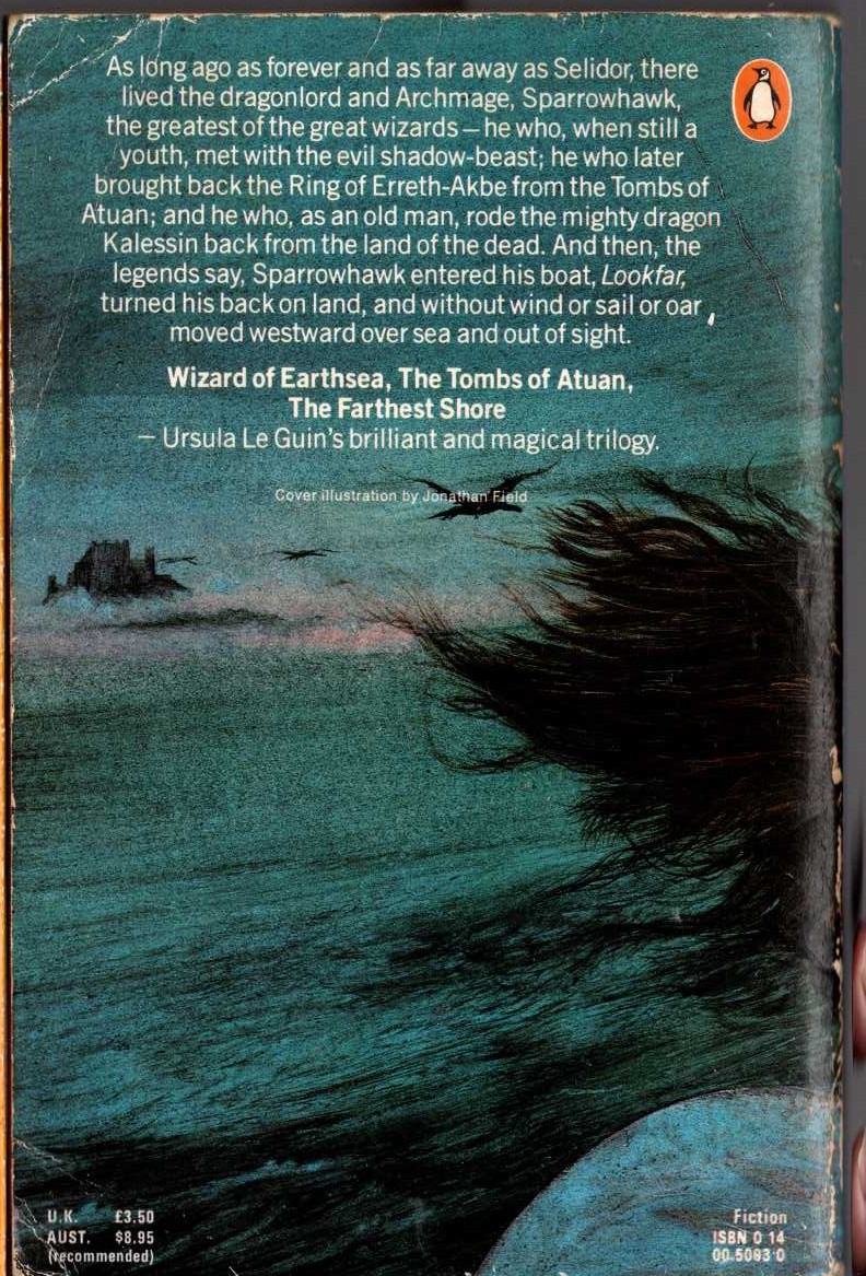 Ursula Le Guin  EARTHSEAS TRILOGY magnified rear book cover image