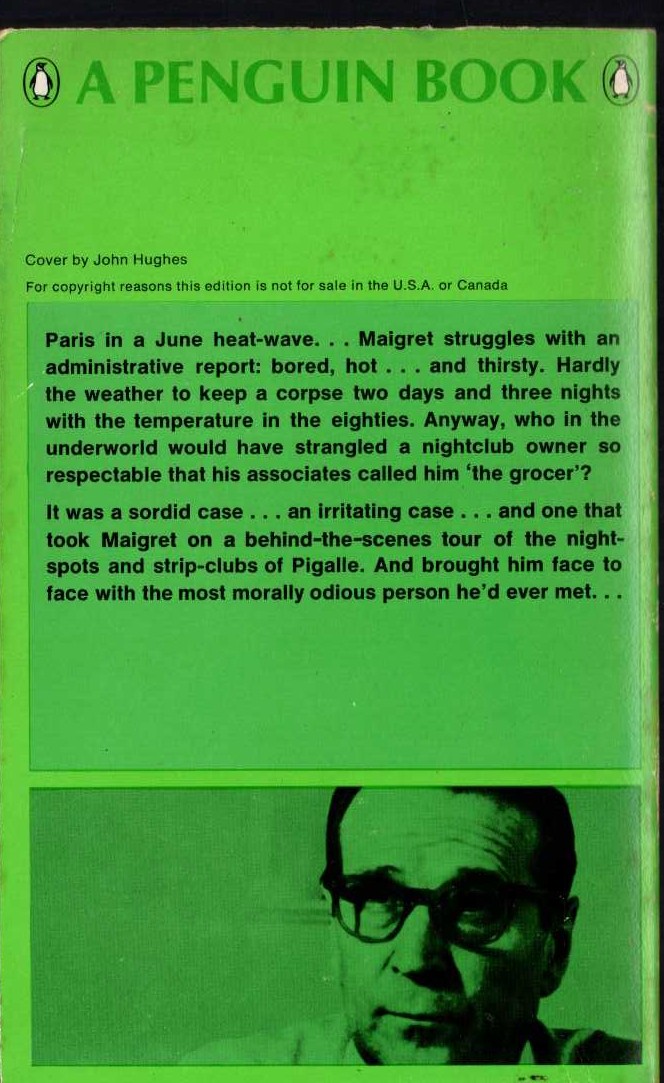 Georges Simenon  MAIGRET LOSES HIS TEMPER magnified rear book cover image