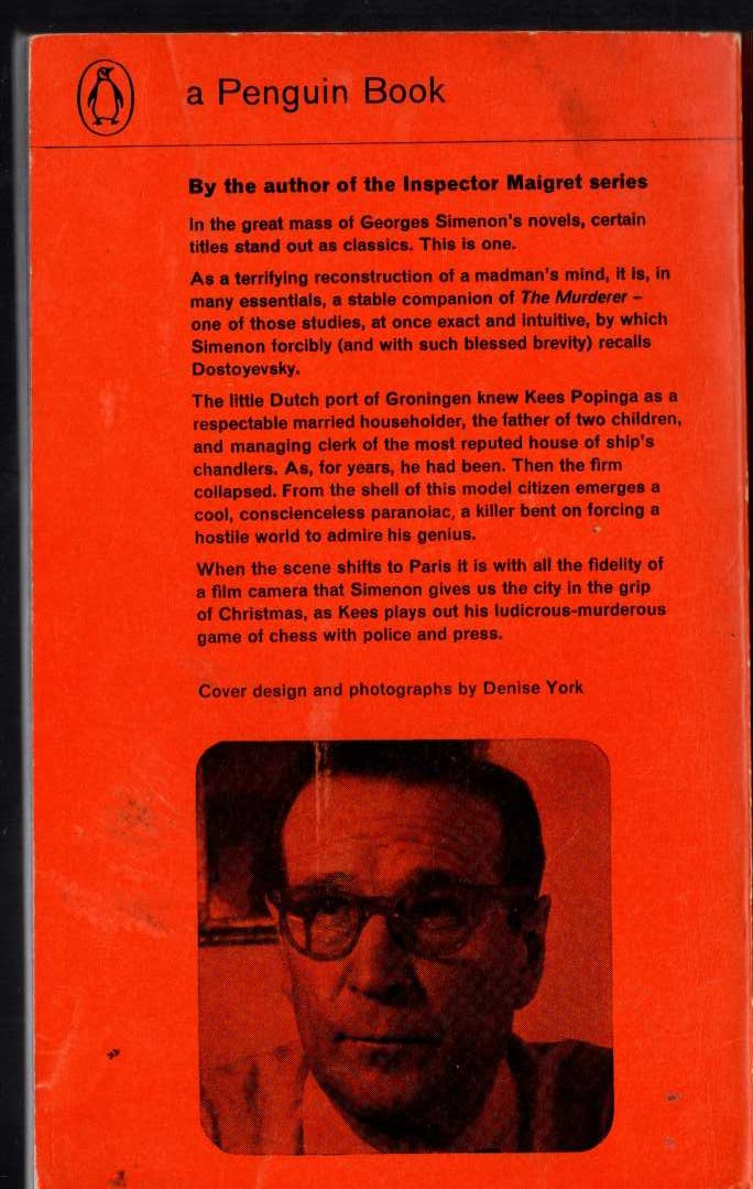 Georges Simenon  THE MAN WHO WATCHED TRAINS GO BY magnified rear book cover image