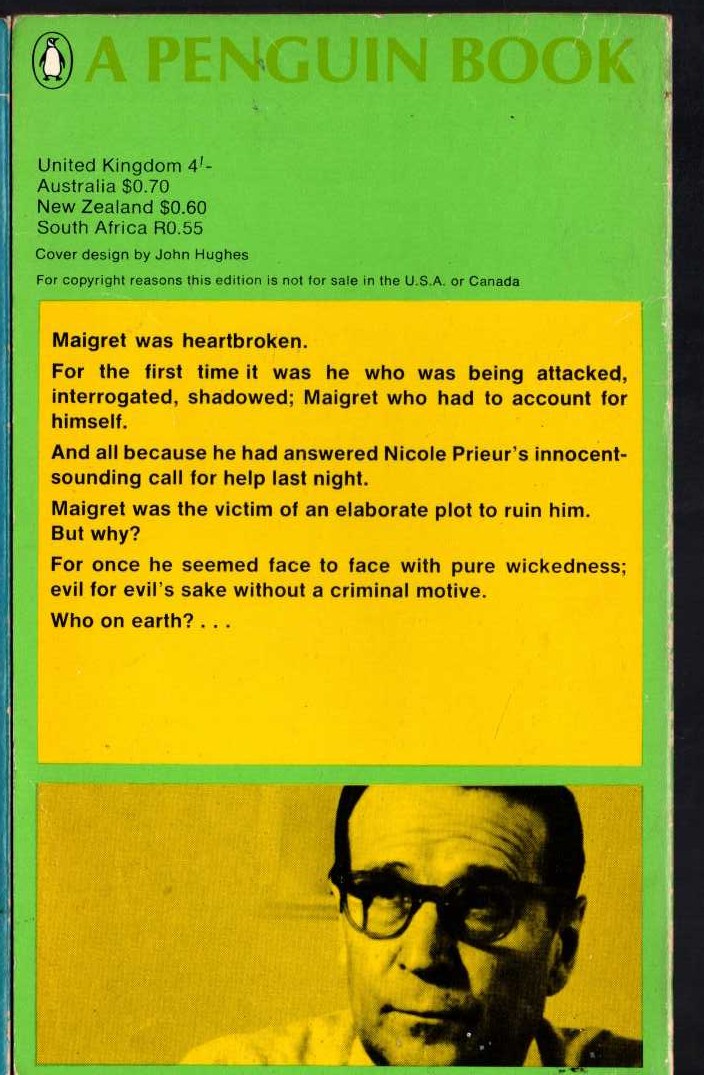 Georges Simenon  MAIGRET ON THE DEFENSIVE magnified rear book cover image