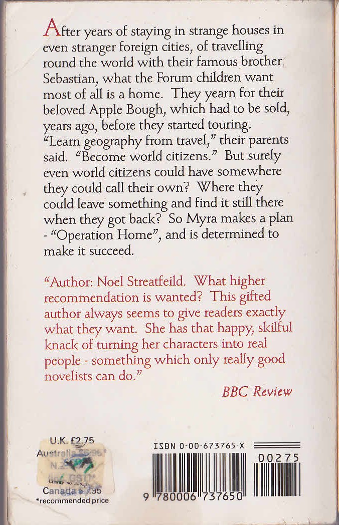 Noel Streatfeild  APPLE BOUGH magnified rear book cover image