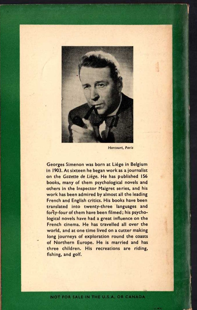 Georges Simenon  MAIGRET IN MONTMARTRE magnified rear book cover image
