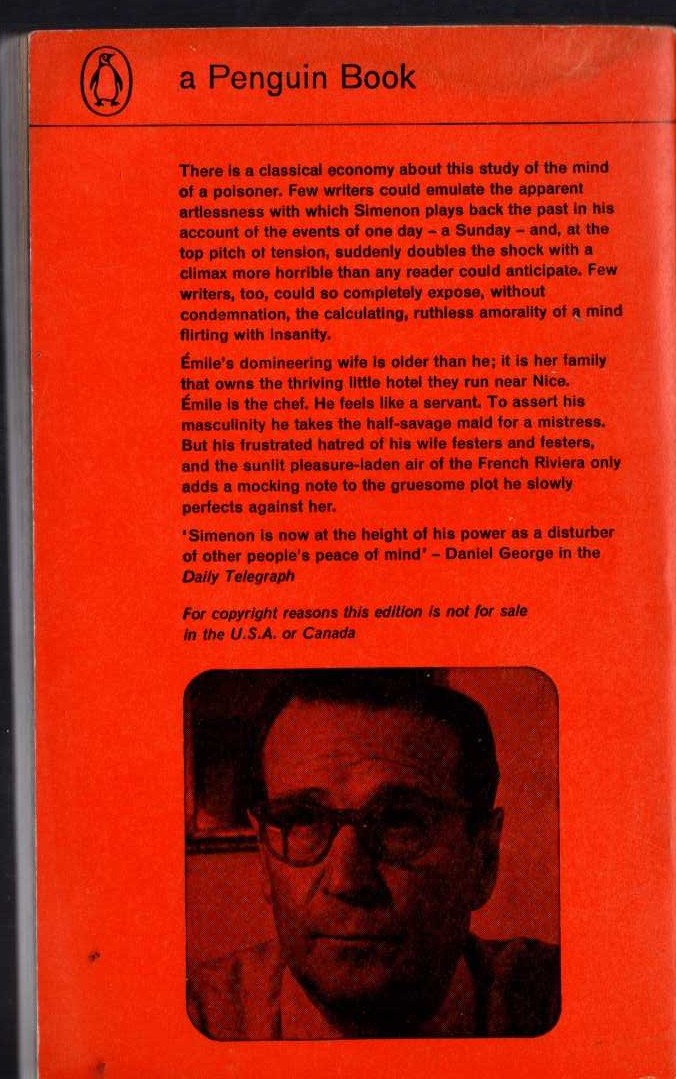 Georges Simenon  SUNDAY magnified rear book cover image