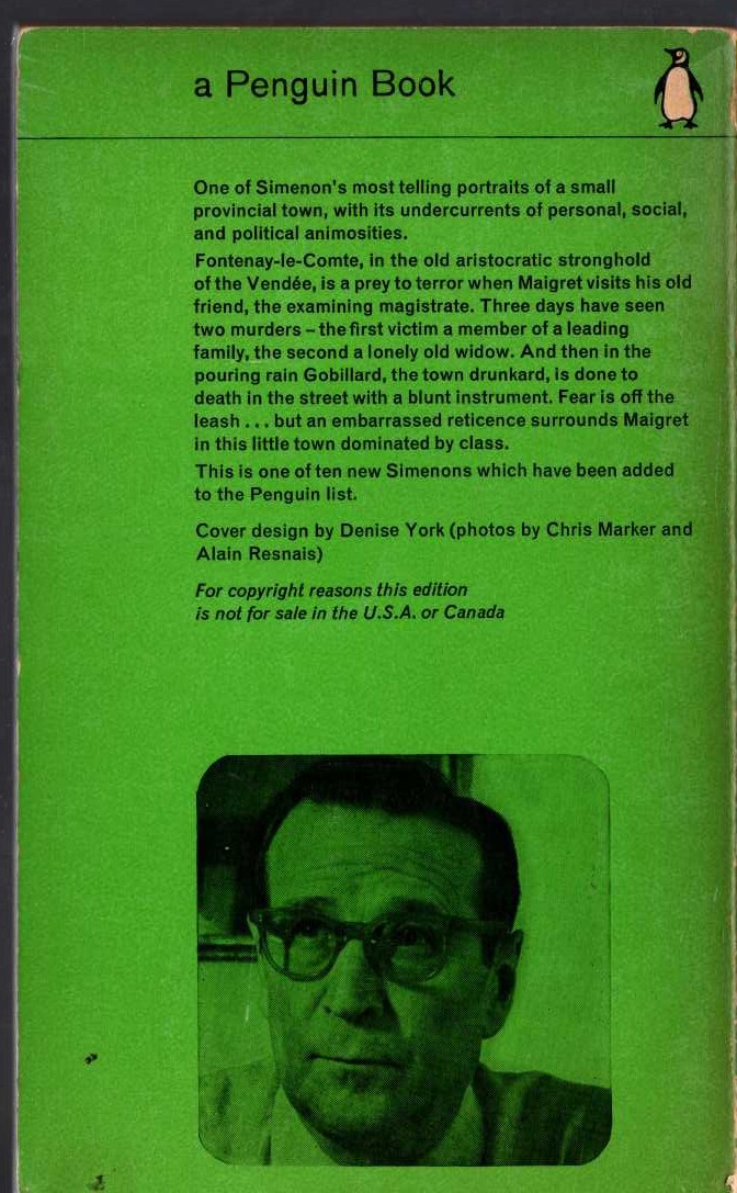 Georges Simenon  MAIGRET AFRAID magnified rear book cover image