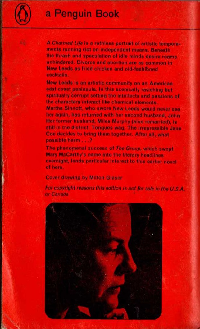 Mary McCarthy  A CHARMED LIFE magnified rear book cover image