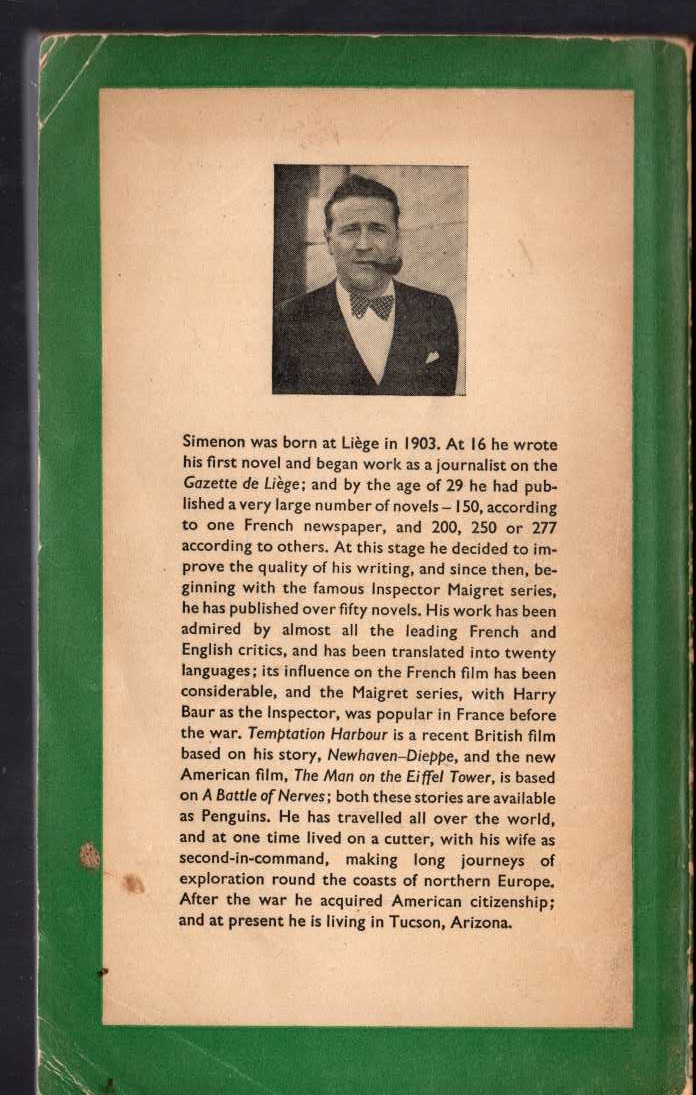 Georges Simenon  IN TWO LATITUDES magnified rear book cover image