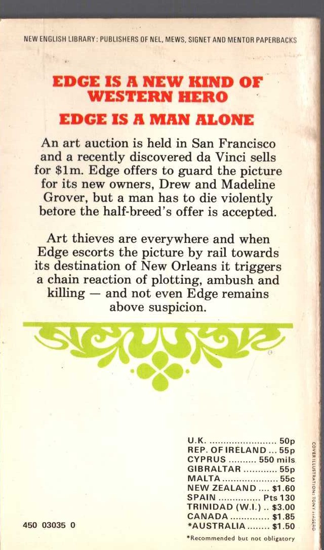 George G. Gilman  EDGE 22: SLAUGHTER ROAD magnified rear book cover image
