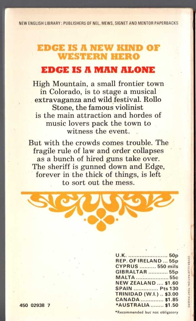 George G. Gilman  EDGE 21: RHAPSODY IN RED magnified rear book cover image