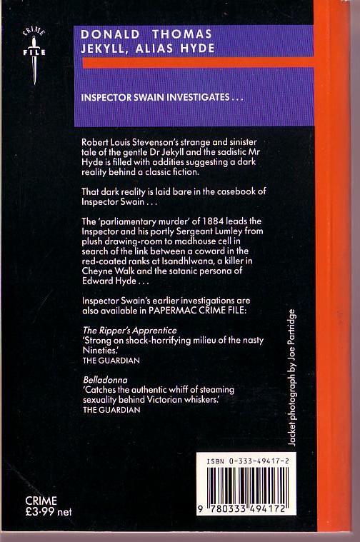 Donald Thomas  JEKYLL, ALIAS HYDE magnified rear book cover image