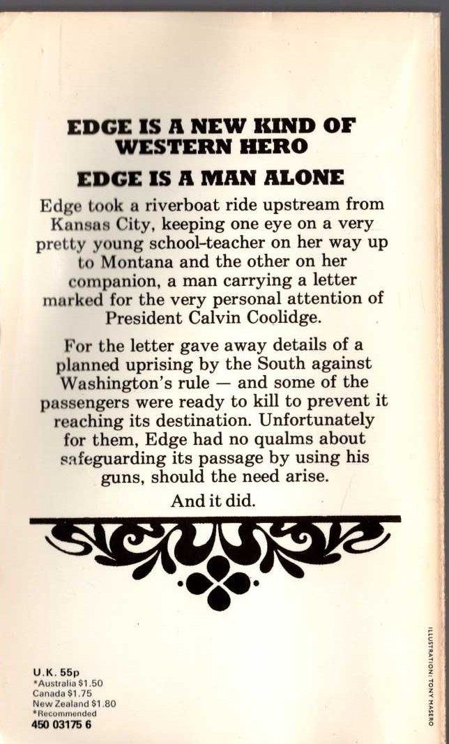 George G. Gilman  EDGE 23: ECHOES OF WAR magnified rear book cover image