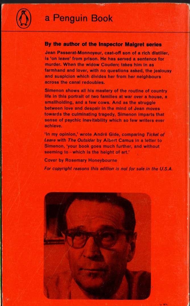 Georges Simenon  TICKET OF LEAVE magnified rear book cover image