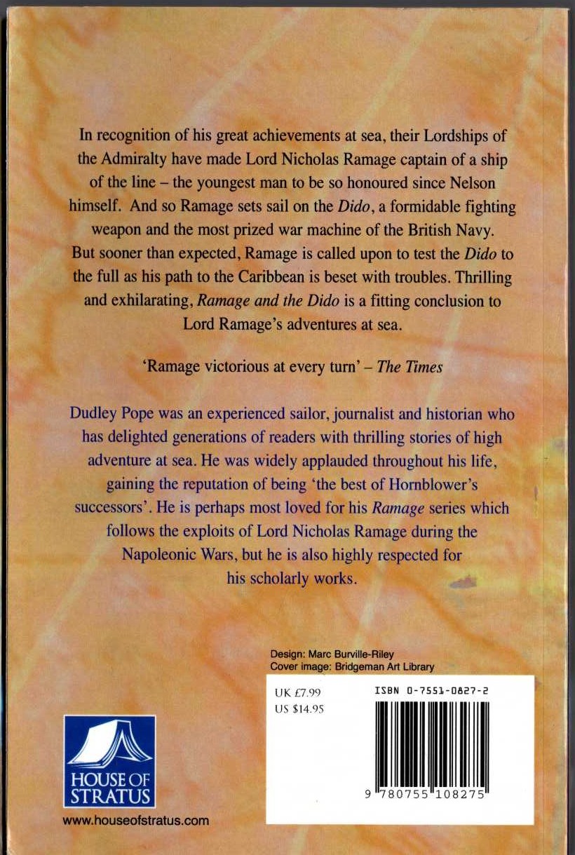 Dudley Pope  RAMAGE AND THE DIDO magnified rear book cover image