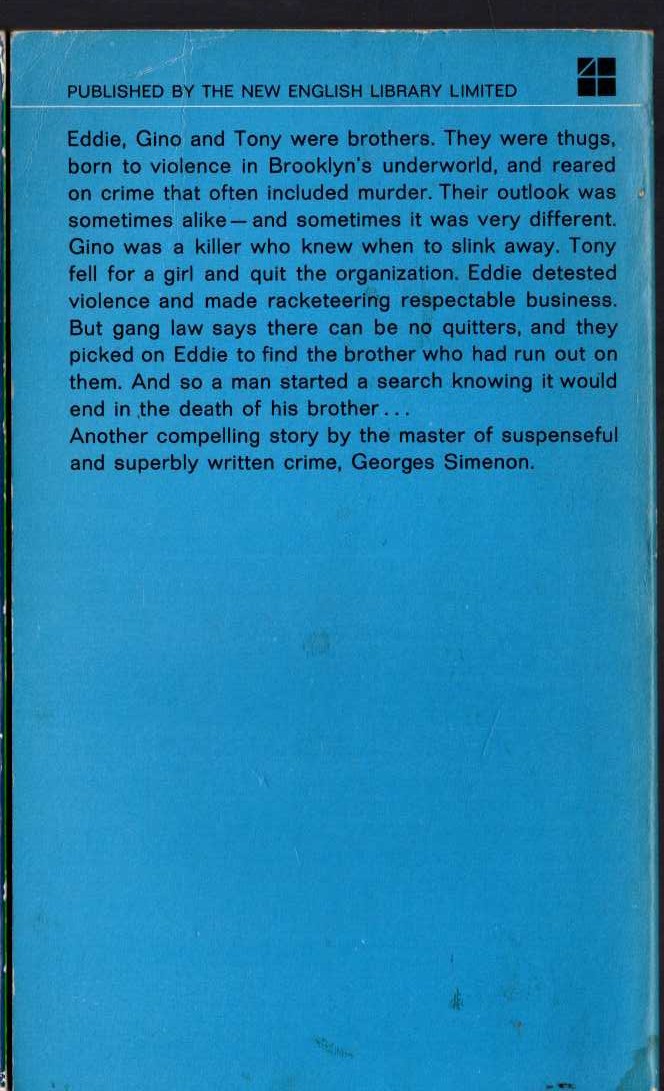 Georges Simenon  THE BORTHERS RICO magnified rear book cover image