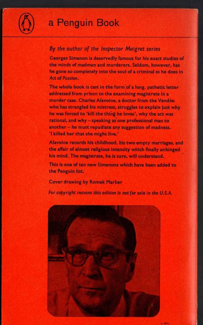 Georges Simenon  ACT OF PASSION magnified rear book cover image