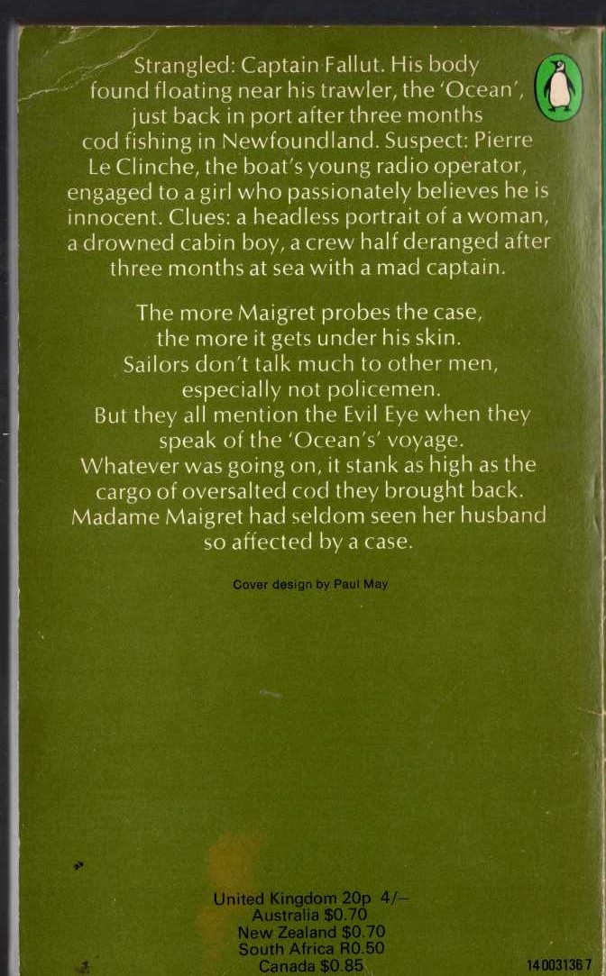 Georges Simenon  THE SAILORS' RENDEZVOUS magnified rear book cover image