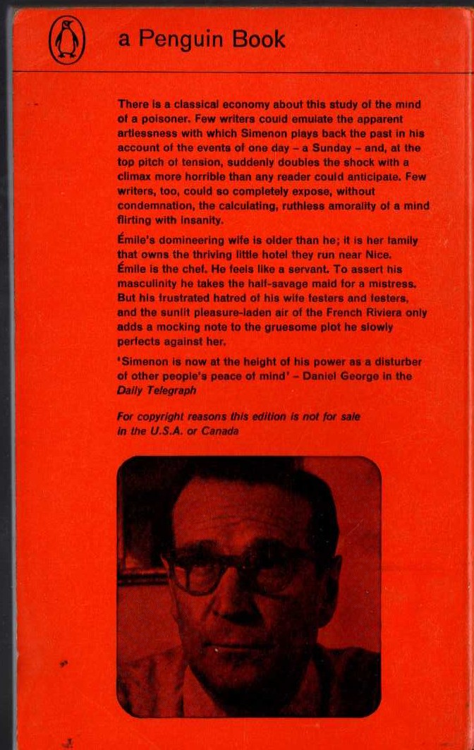 Georges Simenon  SUNDAY magnified rear book cover image