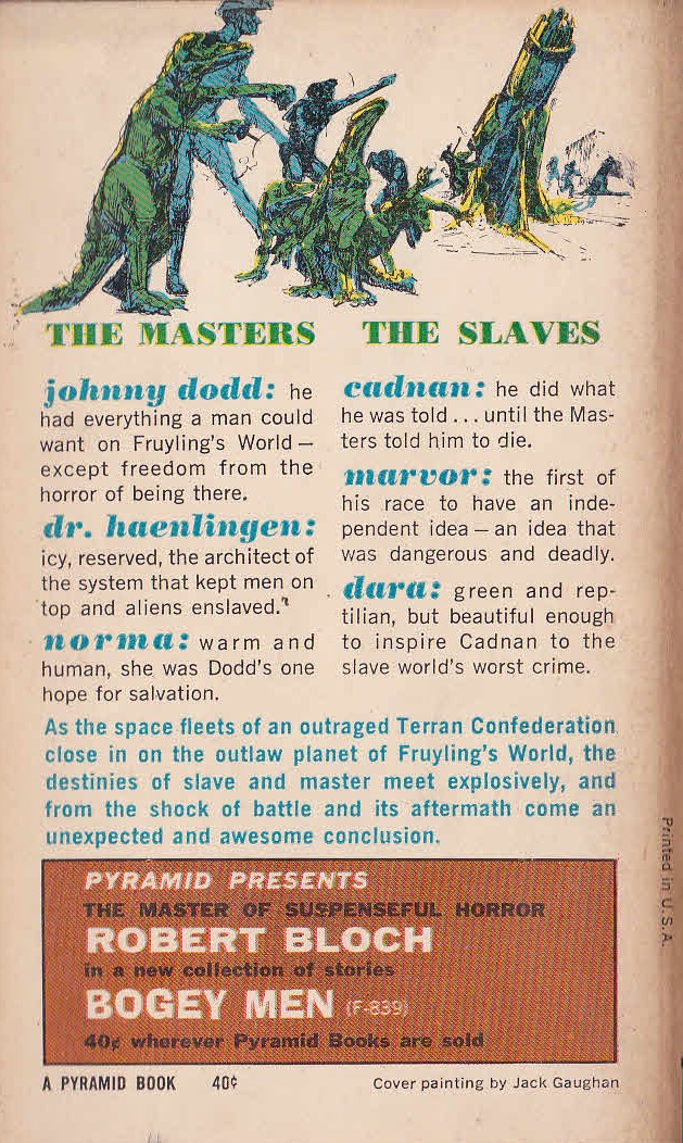 Laurence M. Janifer  SLAVE PLANET magnified rear book cover image