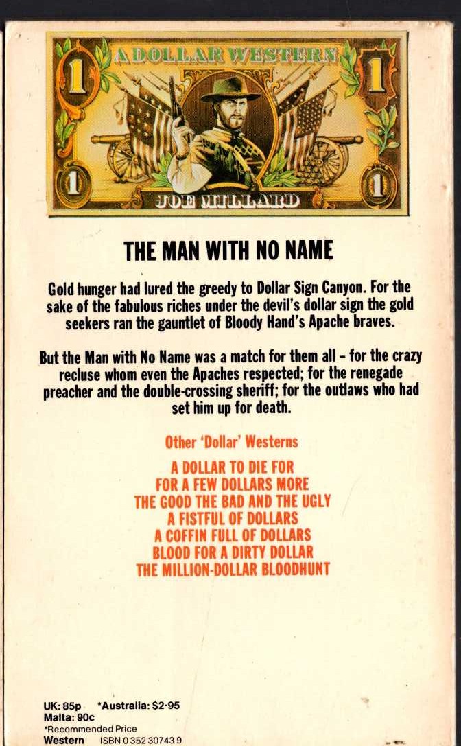 Joe Millard  THE DEVIL'S DOLLAR SIGN magnified rear book cover image
