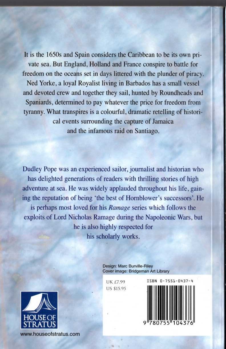 Dudley Pope  BUCCANEER magnified rear book cover image